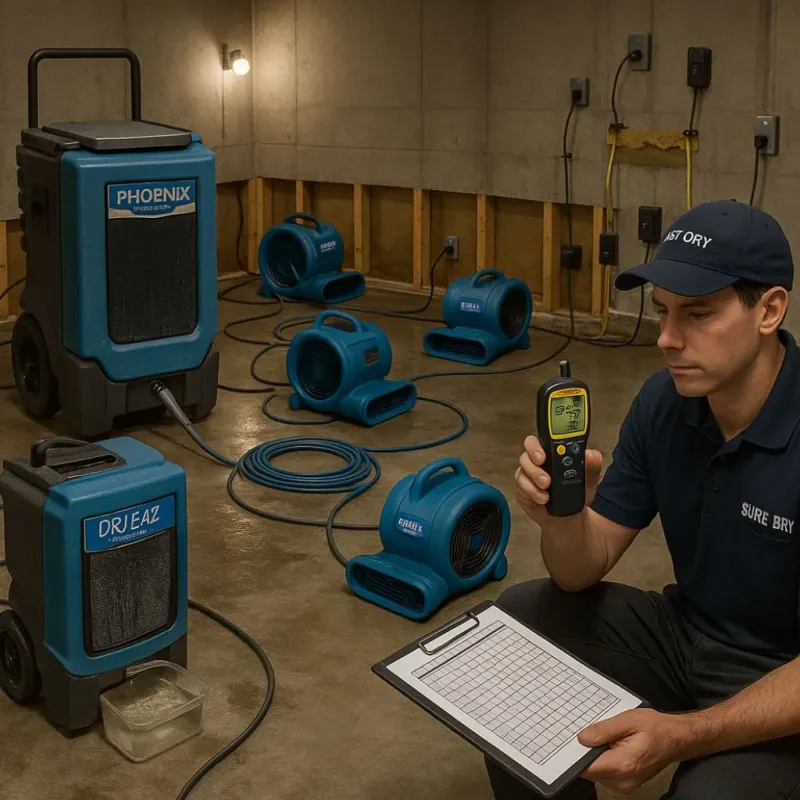 Structural Drying and Dehumidification process in Cottonwood Shores, TX
